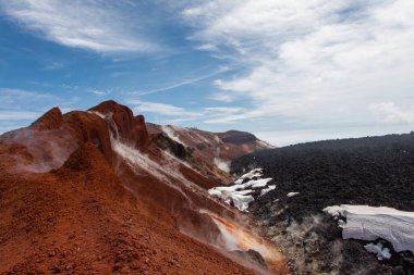 beautiful volcanic landscape, Active Funnel, volcanic gases 