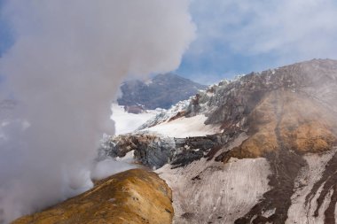 Active Funnel, volcanic gases, mountains landscape