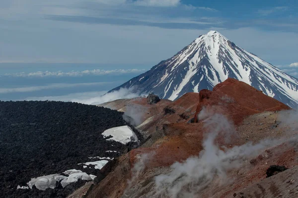 Beautiful Volcanic Landscape Active Funnel Volcanic Gases — Stockfoto