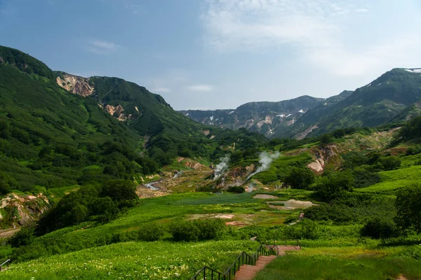 Montagne Panoramiche Con Campi Erba Verde — Foto Stock