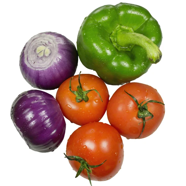 Zwiebeln, Paprika und Tomaten — Stockfoto