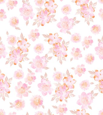 Çiçekli suluboya desenli, elle boyanmış çiçekler, tekstil ve dekorasyon için mükemmel.