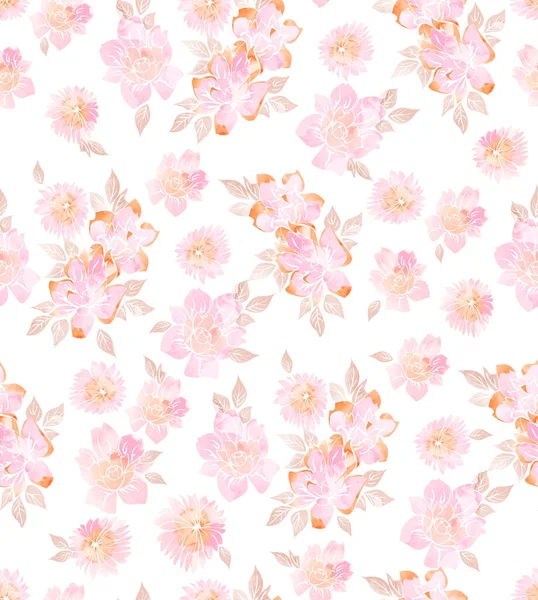 Kwiatowy Wzór Akwareli Wykonany Abstrakcyjnych Ręcznie Malowanych Kwiatów Idealny Tkanin — Zdjęcie stockowe