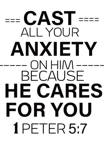 Bible Words Cast All Your Anxiety Him Because Cares You — Stock fotografie