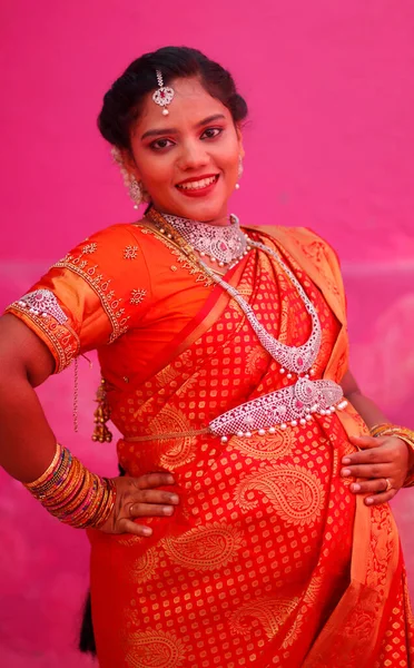 Coimbatore Tamil Nadu Índia 2022 Retrato Bebê Chuveiro Mulheres Saree — Fotografia de Stock