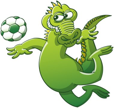 Yeşil timsah ile futbol topu