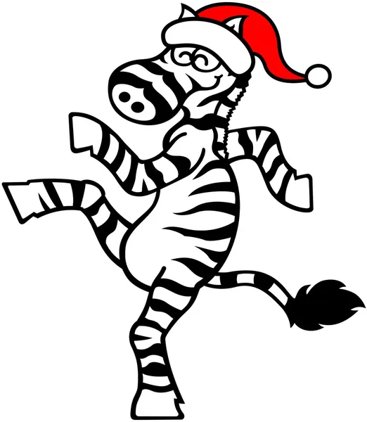 Zebra mit Weihnachtsmütze — Stockvektor