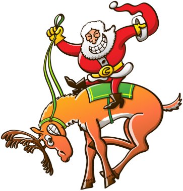 Santa Claus riding reindeer clipart