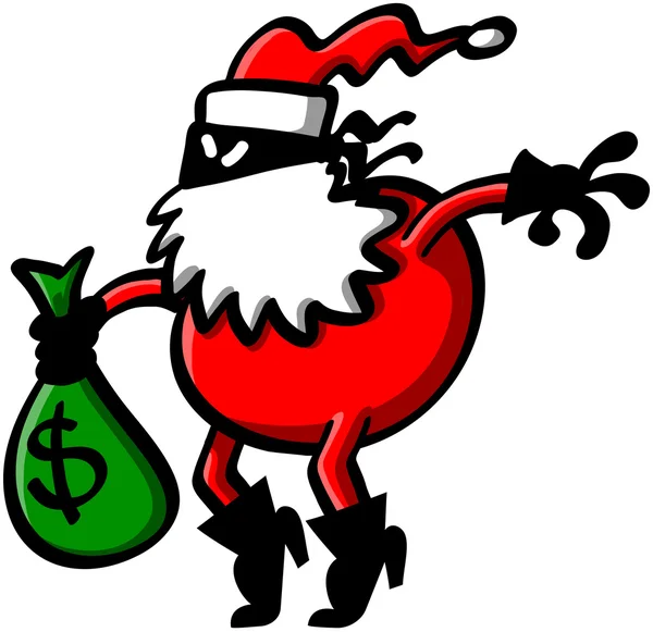 Ladrón pícaro vestido de Santa Claus rojo — Vector de stock