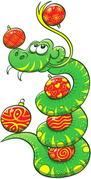 Serpiente con bolas de Navidad — Archivo Imágenes Vectoriales