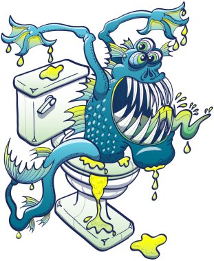 Scary aquatic blue monster vector Scary aquatic blue monster vector
