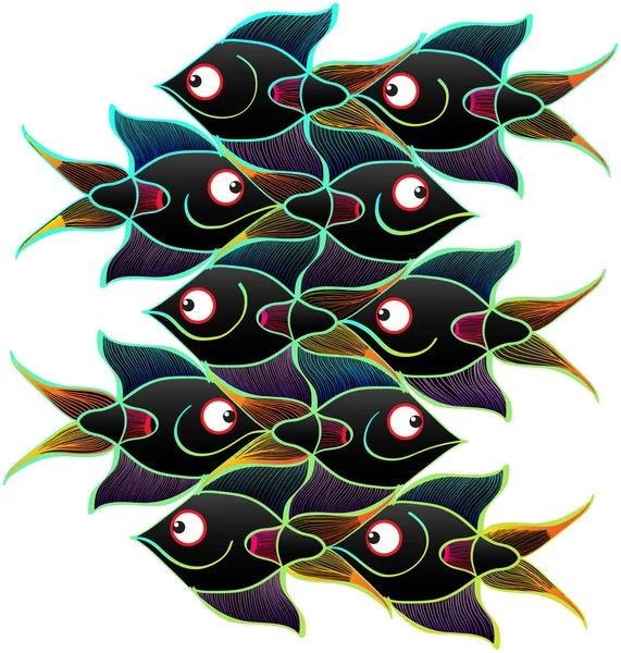 Poissons noirs — Image vectorielle