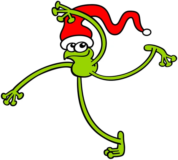 クリスマス帽子をかぶっているカエル — ストックベクタ