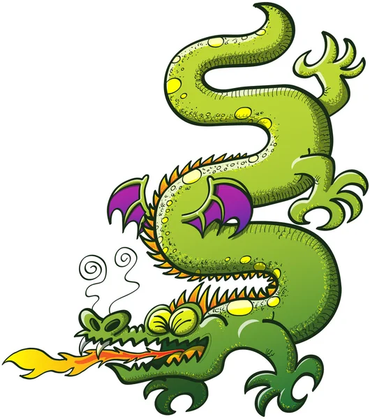 Green snake-like dragon — Stock Vector