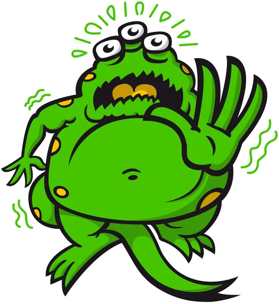 Funny green monster — Stock Vector