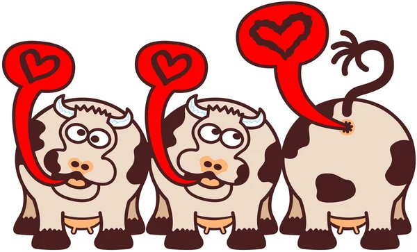 Grupo de três vacas engraçadas — Vetor de Stock