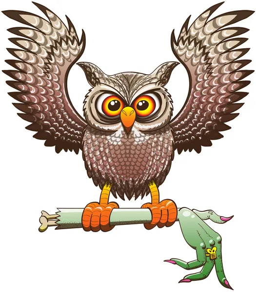 Malicious owl flying — Stock Vector