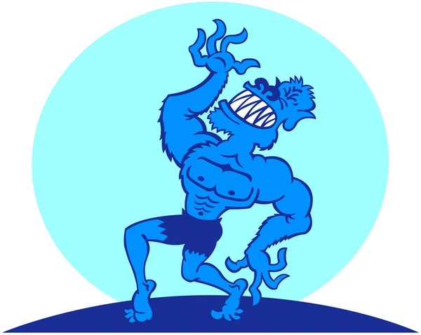 Hombre lobo azul — Vector de stock