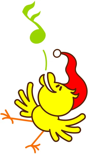 Oiseau en chapeau de Noël rouge — Image vectorielle