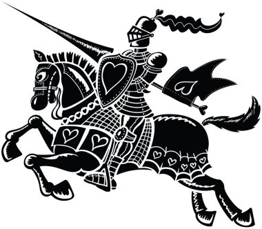 Jousting knight wearing hearts clipart