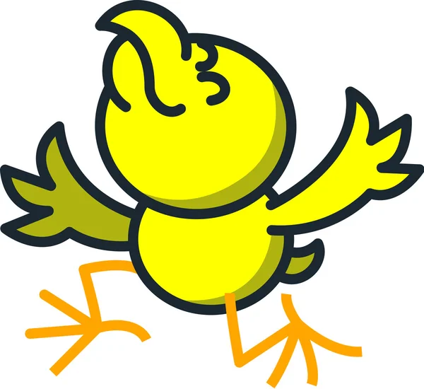 Pollo amarillo arrodillado — Vector de stock