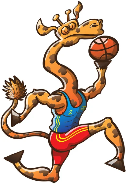 Giraffe spelen basketbal — Stockvector
