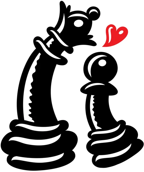 Черная пешка призналась в любви своей королеве — стоковая иллюстрация Черная пешка призналась в любви своей королеве — стоковый вектор