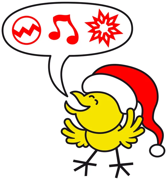 Kurczak w czerwonym kapeluszu Santa — Wektor stockowy