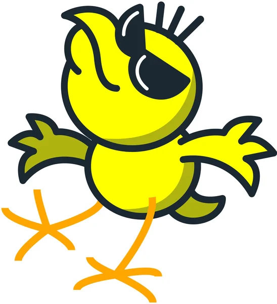 Pollo giallo con occhiali da sole — Vettoriale Stock