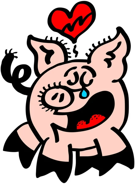 Pig with broken heart — Stock Vector