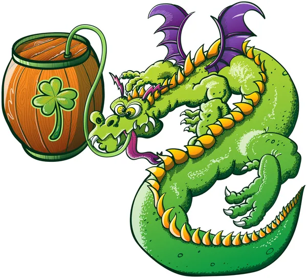 Drache trinkt Bier — Stockvektor