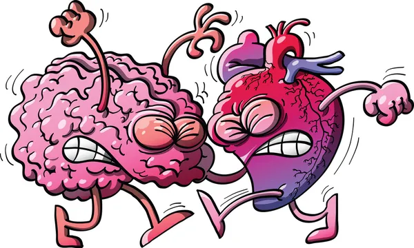 Cerveau et cœur serrant les yeux — Image vectorielle