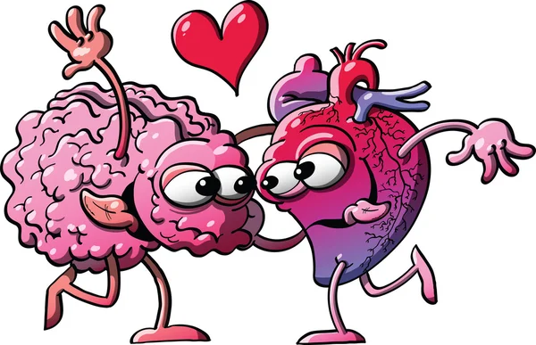 Romántico Corazón humano y cerebro — Archivo Imágenes Vectoriales