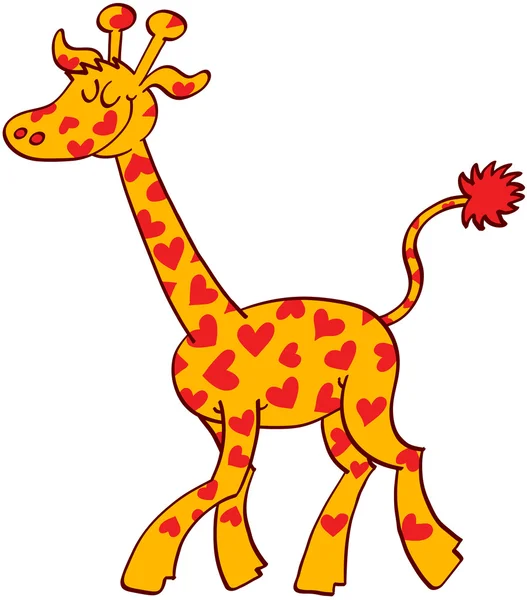 Giraffe with heart shaped  spots — Stock Vector