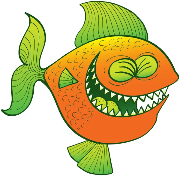 Pescado naranja divertido — Vector de stock