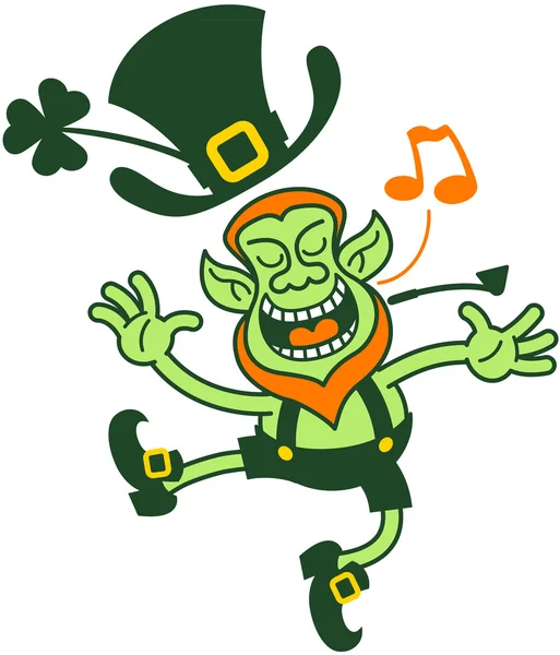 Leprechaun Singing and Dancing — Stock Vector