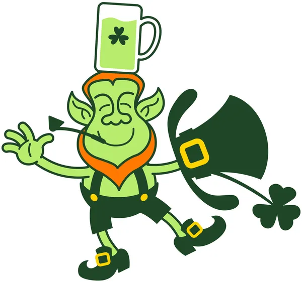 Leprechaun met een glas bier — Stockvector