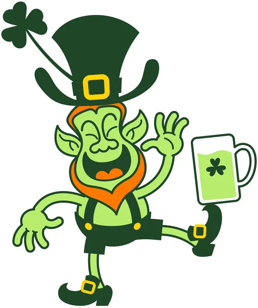 Duende Verde Riendo — Vector de stock