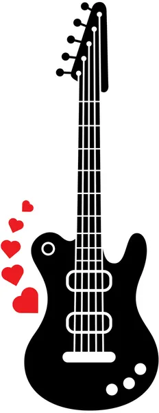 Guitar with  red hearts — Stock Vector