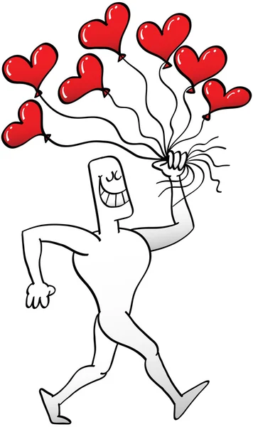 Homme au cœur rouge ballons — Image vectorielle