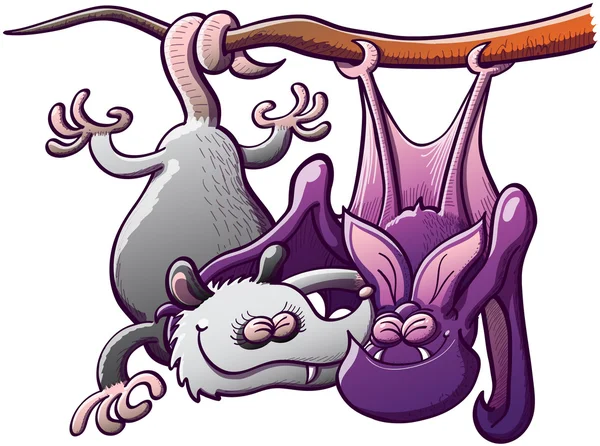 Opossum and  bat in love — Stock Vector
