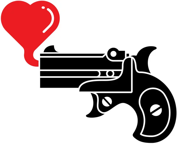 Pistol with bubble heart — Stock Vector