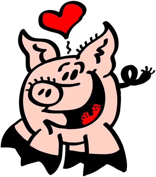 Сердце плавает над головой свиньи — стоковый вектор