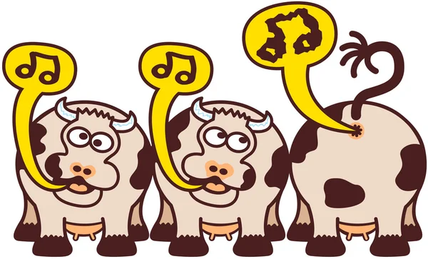 Cows sing and fart — Stock Vector