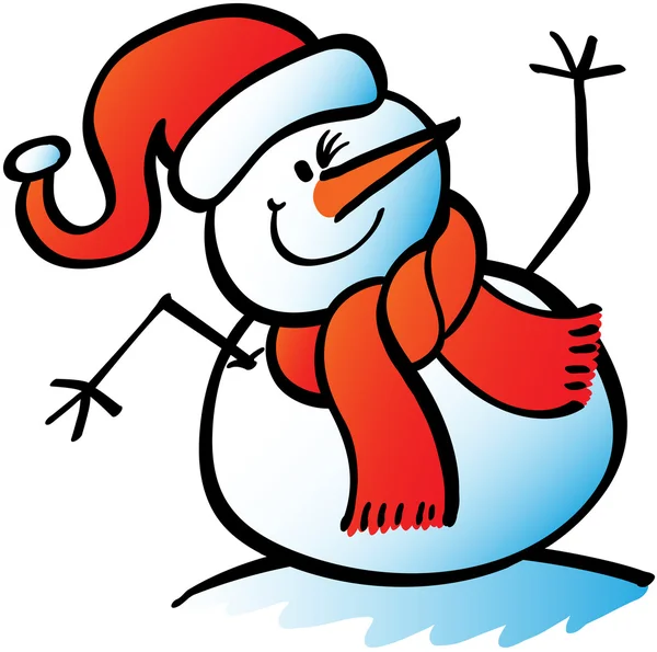 Cool snowman wearing carrot nose — Stock Vector