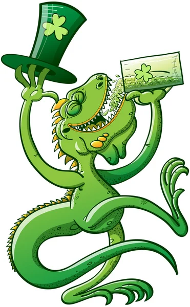 Yeşil iguana eğleniyor