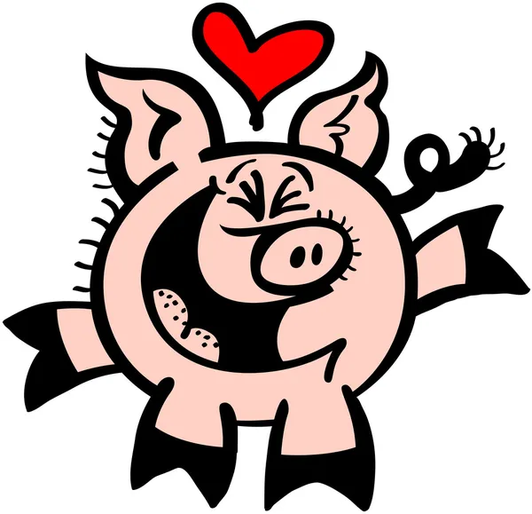 Heart floating above pig — Stock Vector