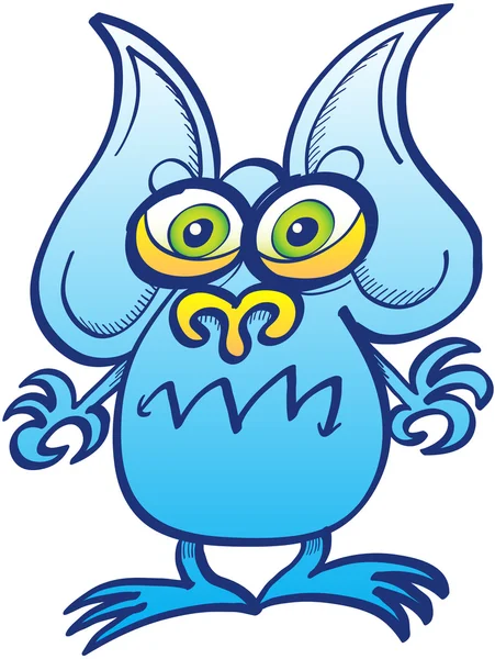 Cute little blue monster — Stock Vector