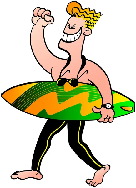 Surfer with board — Stock Vector