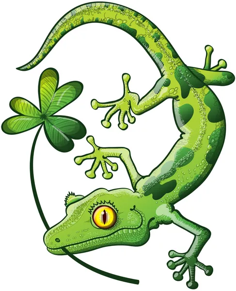 Plachý zelené strakaté gecko Stock Ilustrace